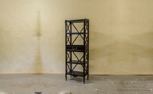 Чёрная четырехуровневая этажерка во французском стиле с ящиком фото