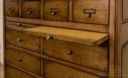 Деревянный аптекарский винтажный комод-архиватор с 30 ящиками на заказ - 7