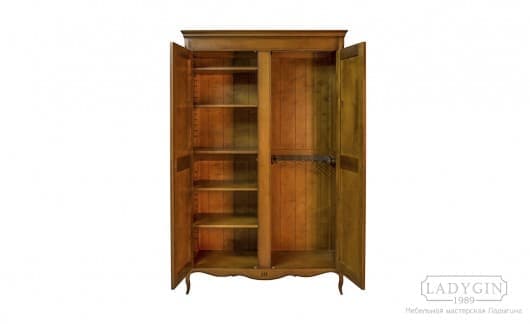 Классический платяной двустворчатый шкаф из дерева в стиле Прованс на заказ - 4