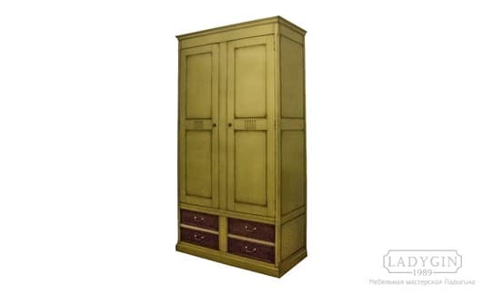Деревянный платяной двустворчатый шкаф с 4 ящиками в классическом стиле на заказ - 3