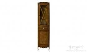 Высокий деревянный пенал для ванной с открытым отделением, крючками и ящиками на заказ - 24