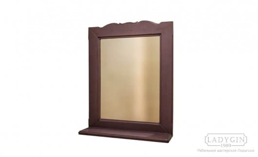 Винтажное зеркало в стиле прованс с деревянной полкой и широкой рамой фото