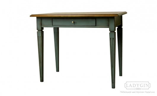 Деревянный винтажный кухонный стол с ящиком в классическом стиле на заказ - 3