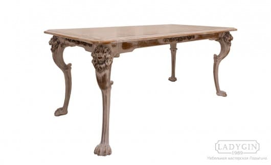 Деревянный винтажный обеденный стол с львиными ногами в классическом стиле на заказ - 3