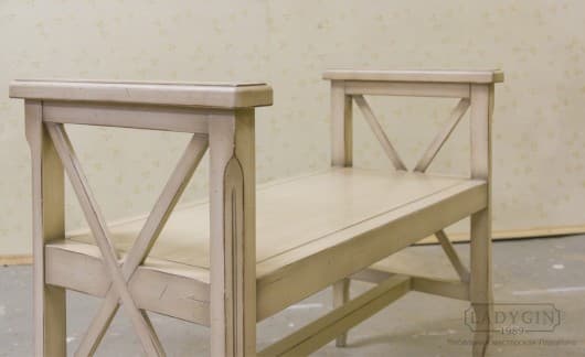 Деревянная скамья банкетка с подлокотниками в стиле прованс на заказ - 4