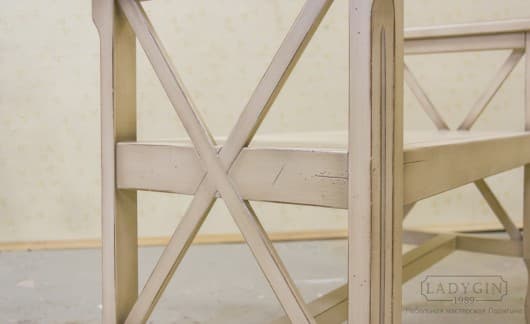 Деревянная скамья банкетка с подлокотниками в стиле прованс на заказ - 8