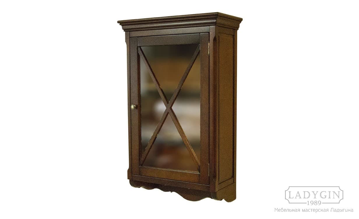 Навесной деревянный шкафчик в стиле прованс со стеклянной дверкой фото