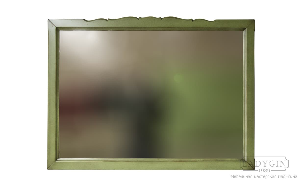 Прямоугольное широкое зелёное зеркало в стиле прованс фото