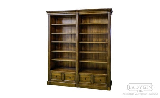 Открытый деревянный книжный шкаф в классическом французском стиле с 4 ящиками фото