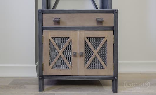 Деревянный стеллаж с дверками и ящиком в стиле лофт на заказ - 7